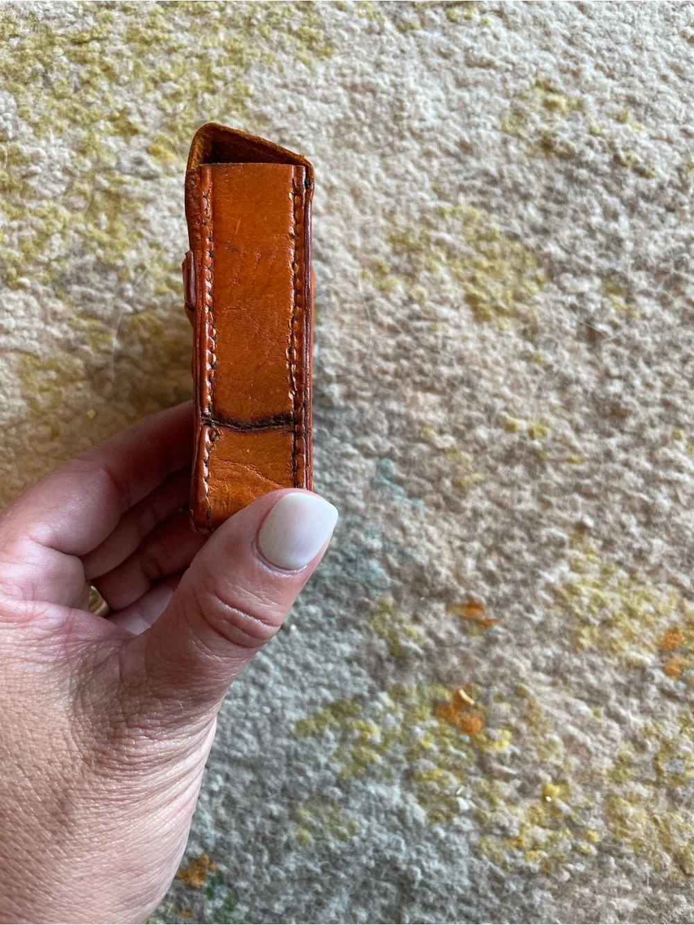 Vintage leather soft cigarette box case holder pager small